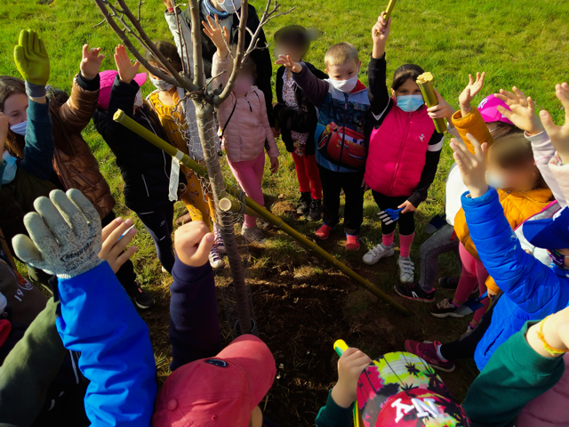 Les élèves de l’école au verger